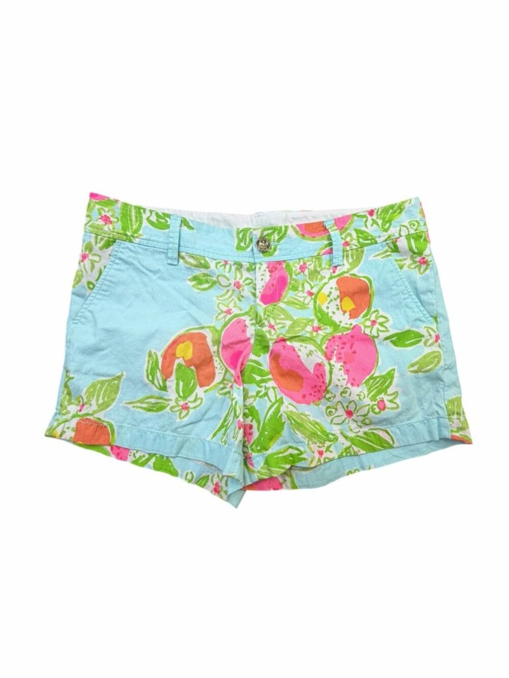 Lilly Pulitzer Callahan Shorts Womens Size 12 Blue Pink Green Floral Print
